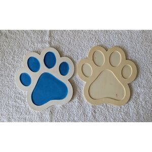 Set of 2 Wooden Paw Print Plaques | Dog & Cat Pet Wall Decor